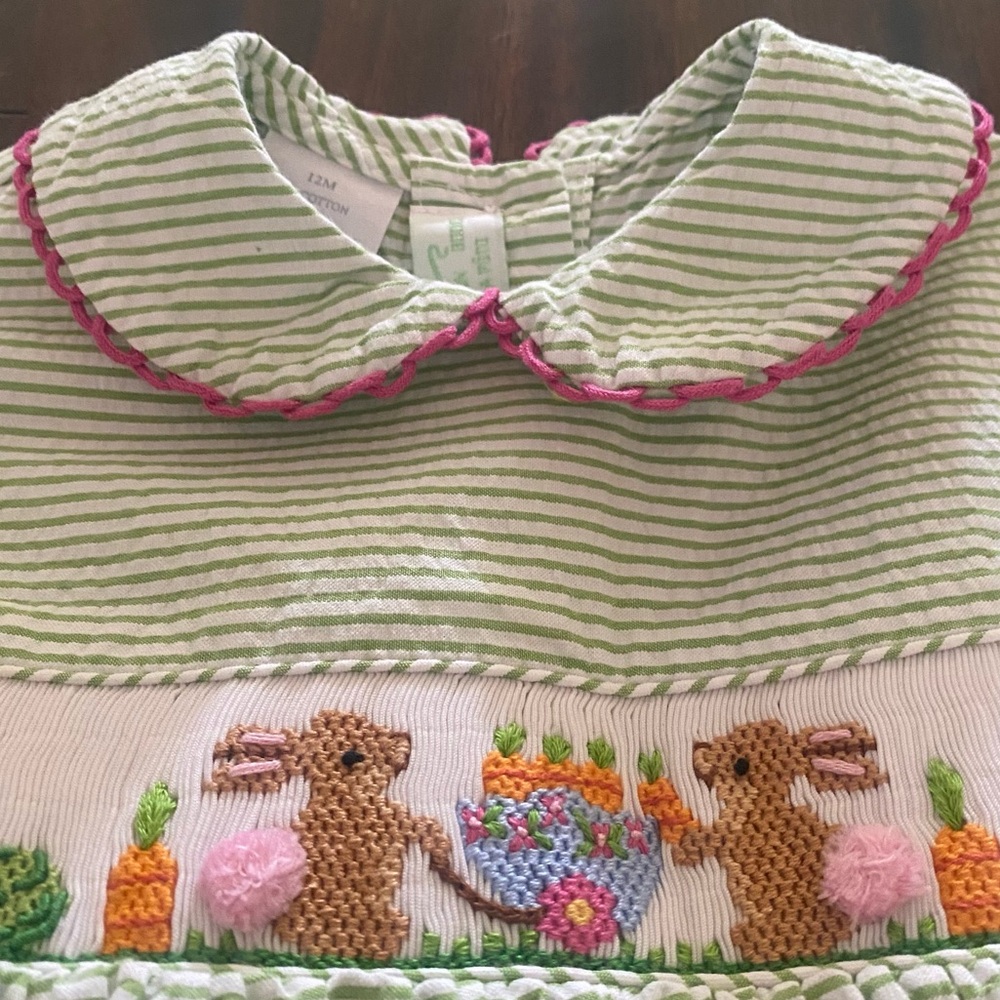 Vive la Fete smocked Bunny with Peter Pan Collar Formal Dress - Picture 5 of 7